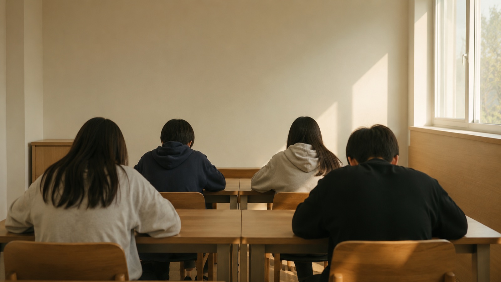 책상에 앉은 학생들의 뒷모습
